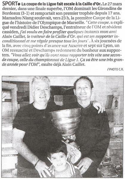 La coupe de la ligue aime la Caille d'Or à Cassis