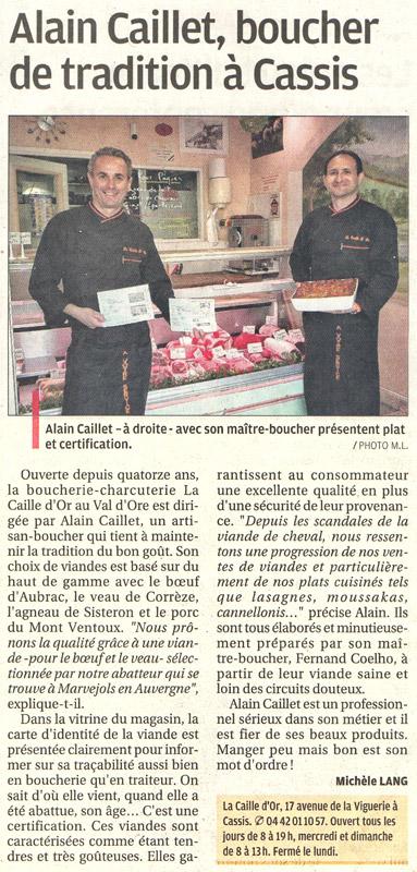 Boucherie Cassis, la caille d'or